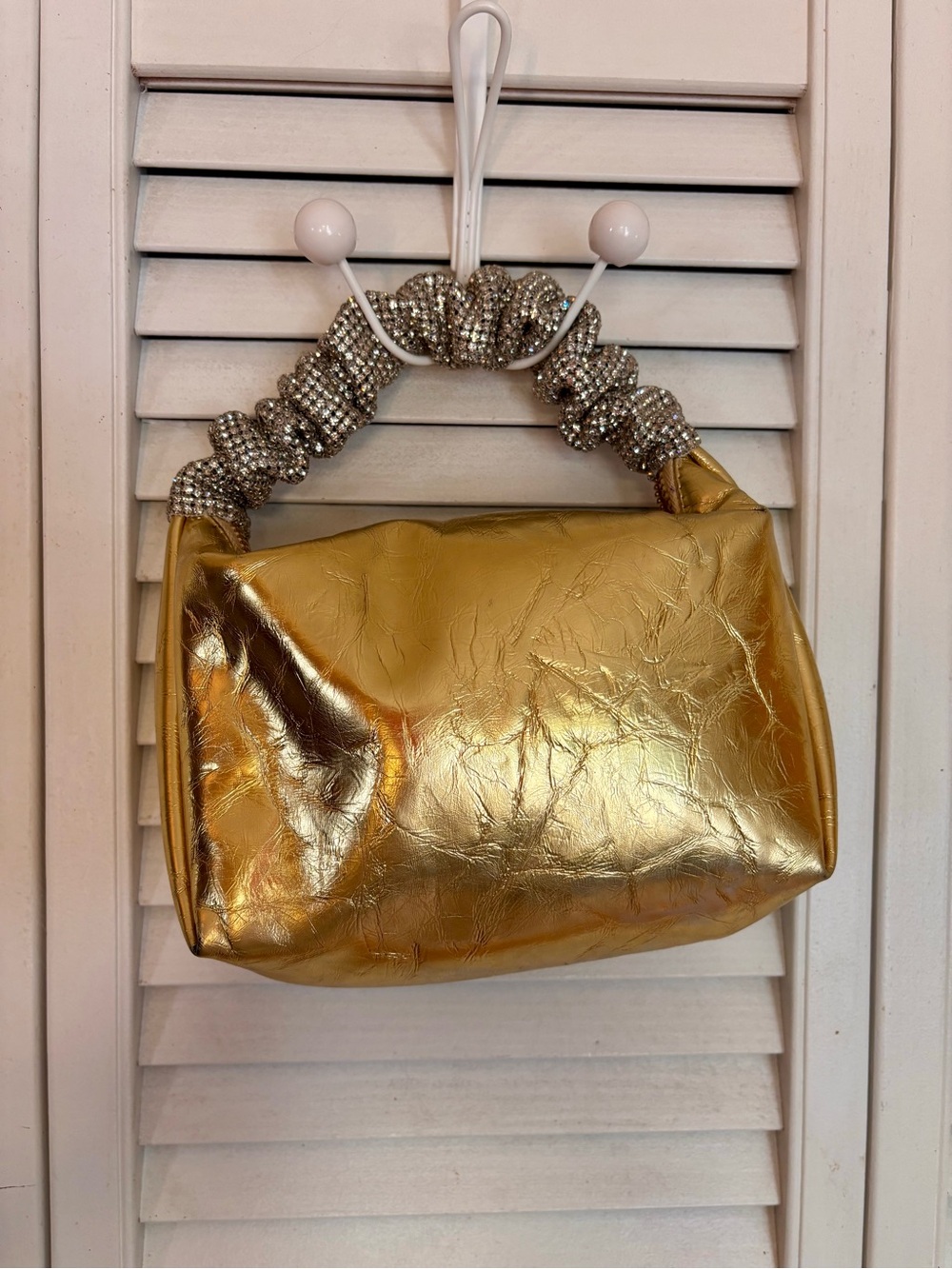 Liliana Gold Metallic Mini Bag with Crystal-Embellished Top Handle